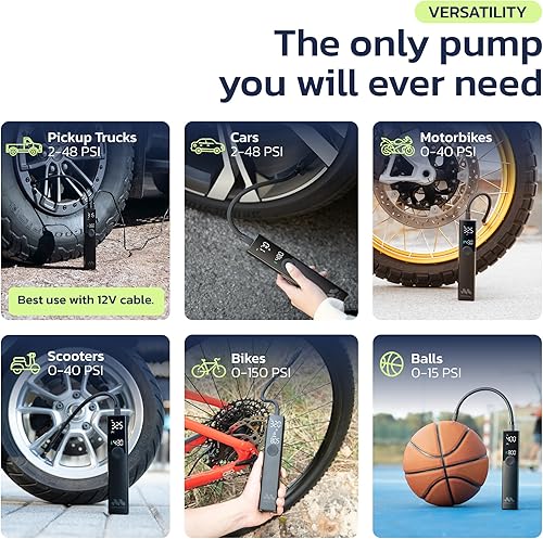 Miniatura 9 de Woowind Premium Tire Inflator Portable Air Compressor, 3X Faster, 150PSI Air Pump For Car Tires, Tire Pump, with 12V DC Cord for Trucks & Off-Road