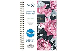 Blue Sky 2023-2024 Academic Year Weekly & Monthly Planner, 5x8, Roosevelt Pink