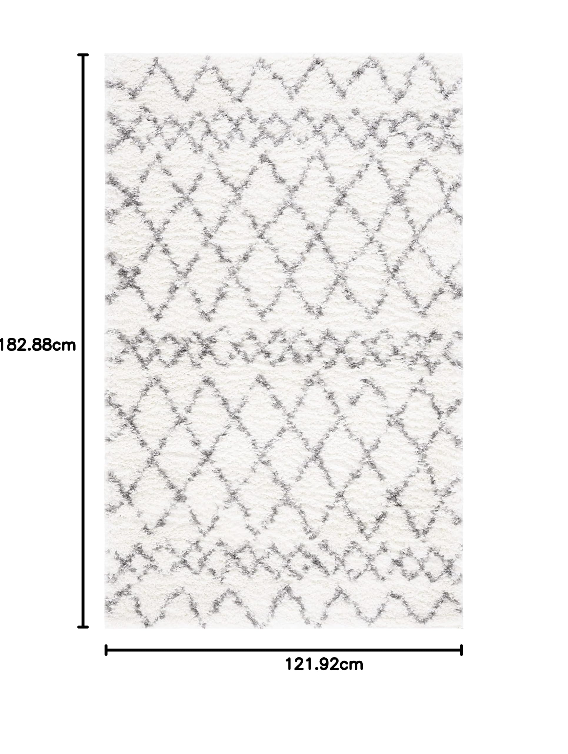 SAFAVIEH Tapis Shag Pour Salon, Salle à manger, Chambre à coucher - Berber Shag Collection, Tapis à poil court, Crème et gris clair, 122 X 183 cm