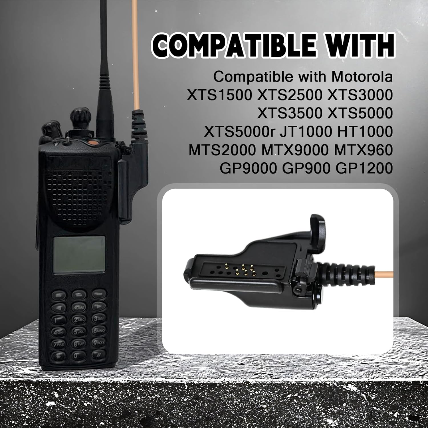 Police Radio Earpiece with Mic Walkie-Talkie Ear Piece Headset Compatible for Motorola Xts Series 5000 1500 2500 ht1000 5000r 2500i xts2500 xts5000 xts5000r xts3000,Dual Ptt,Waterproof,Skin Color