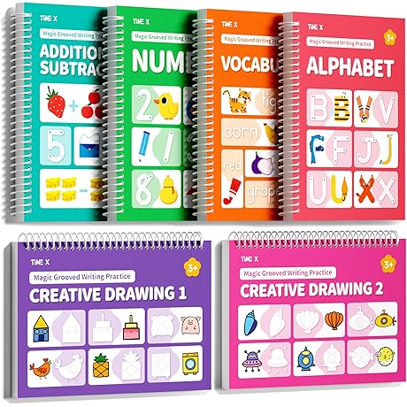 TIME X Magic Grooved Handwriting Practice Books - Reusable Writing Practice Books,...