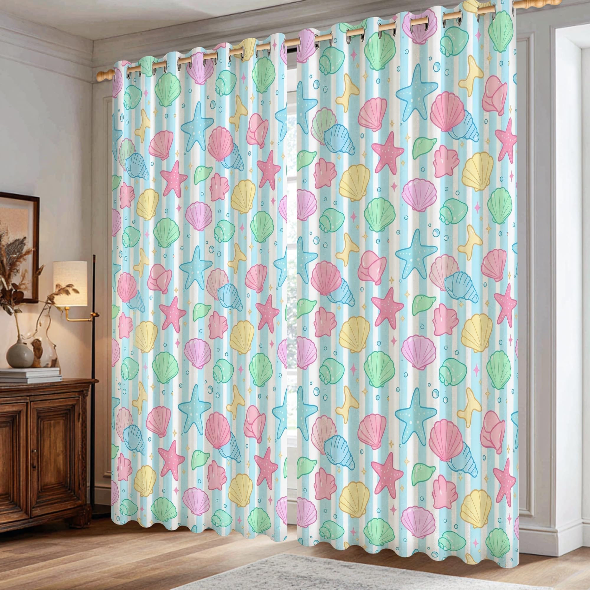 Rideaux occultants infroissables bleu pastel à œillets pour enfant