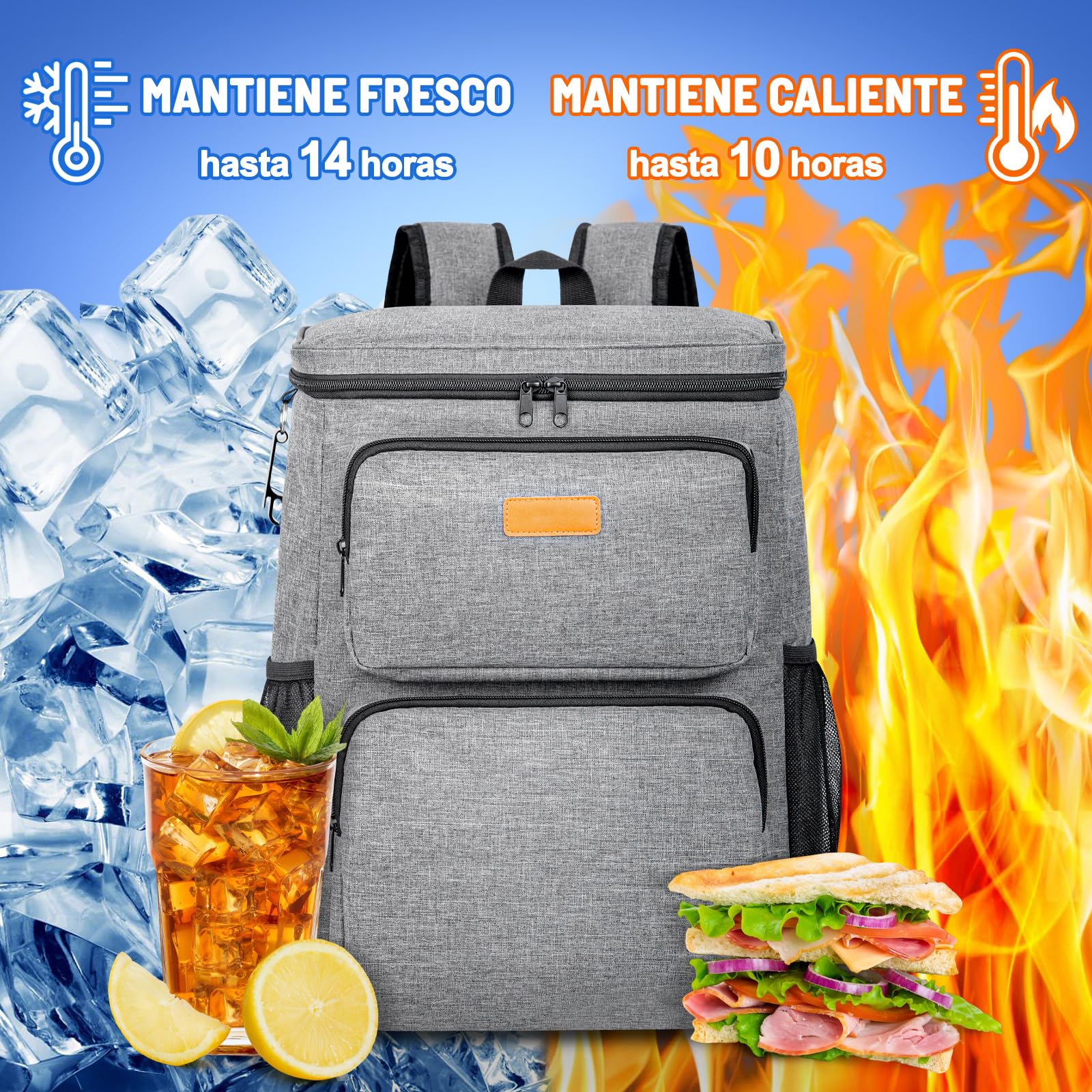 Mochila Nevera Isotermica Neveras Portatil 33L Gran Capacidad Bolsa Térmica, Mochilas Termica Porta Alimentos Cestas Impermeable Portatil para Playa, Picnic, Viaje, Camping, Barbacoa