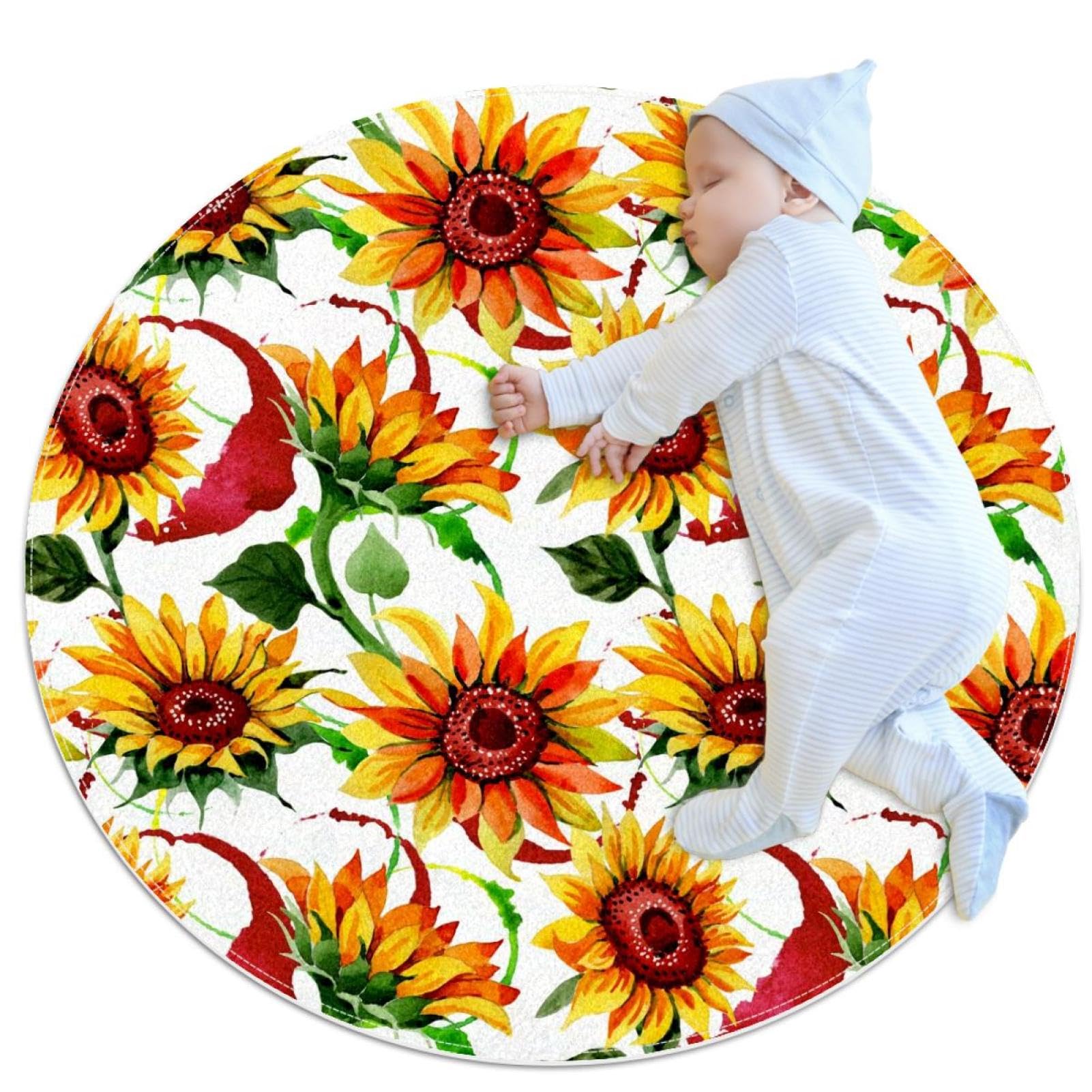 Tapis de salle de bain antidérapant rond tournesols sauvages