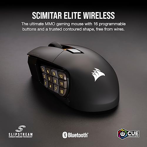 Miniatura 2 de CORSAIR SCIMITAR ELITE RGB Wireless MMO Gaming Mouse - 26,000 DPI - 16 botones programables - Batería de hasta 150 horas - Compatible con iCUE -