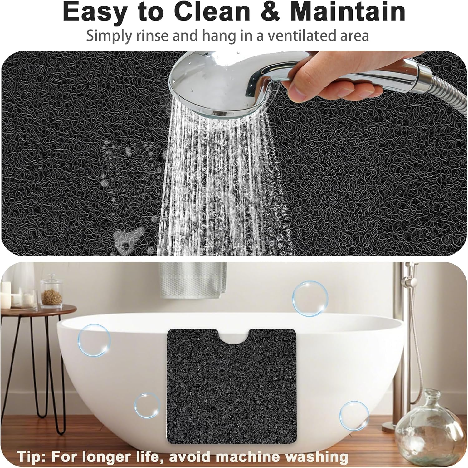 Large Shower Mat Non Slip : 32x24 inch Loofah Shower Mats for Inside Shower with Drain Hole in Middle, Anti Slip Shower Mat, Stand up Shower Floor Mat, Non Slip Shower Matt for Shower Stall Elderly