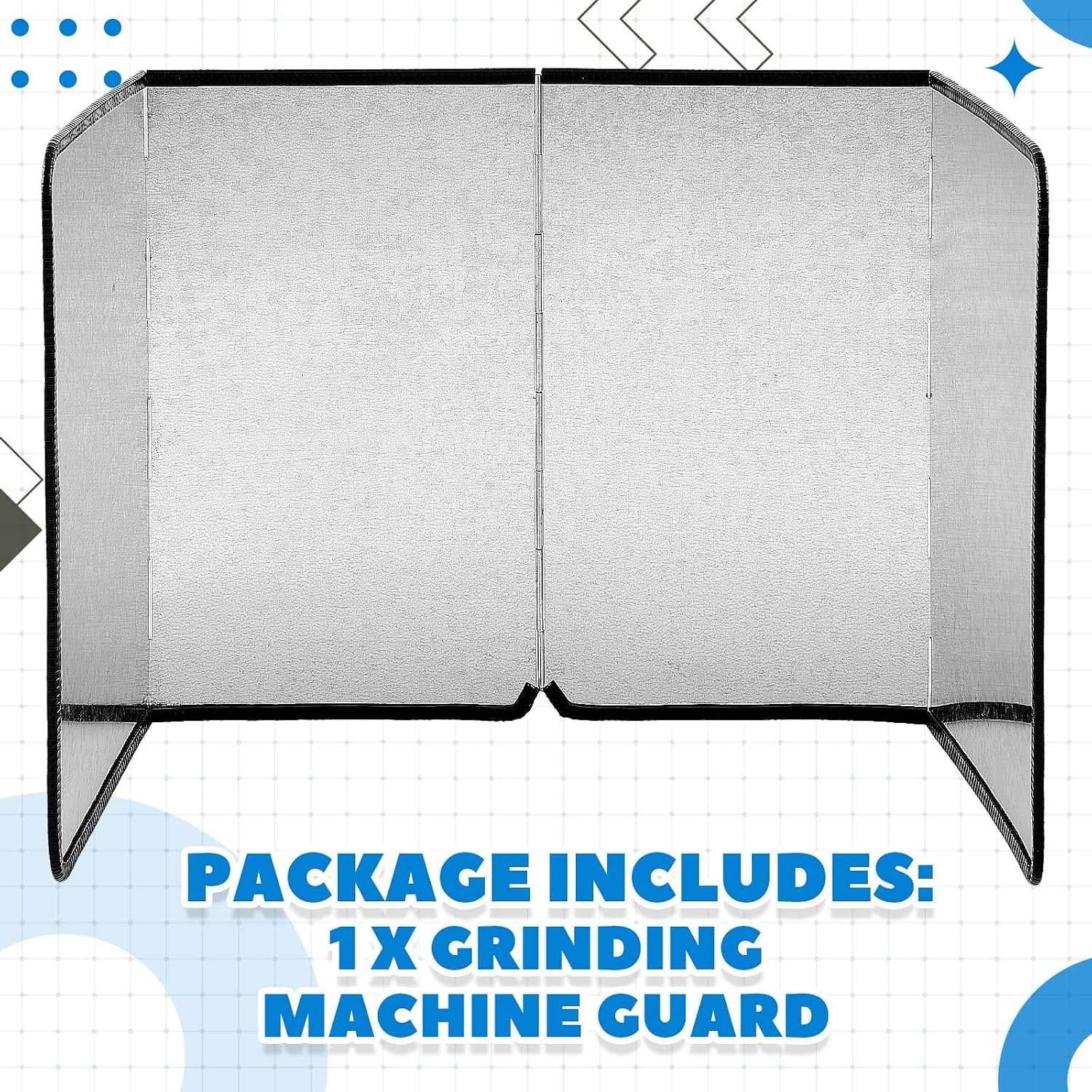 Honeydak Splatter Guard Stained Glass Supplies 39.37 x 16.14 Inch Galvanized Sheet Grinder Splatter Screen Foldable Anti Splash Guard 4 Sided Protector with Power Cord Notch for Glass Grinding Machine