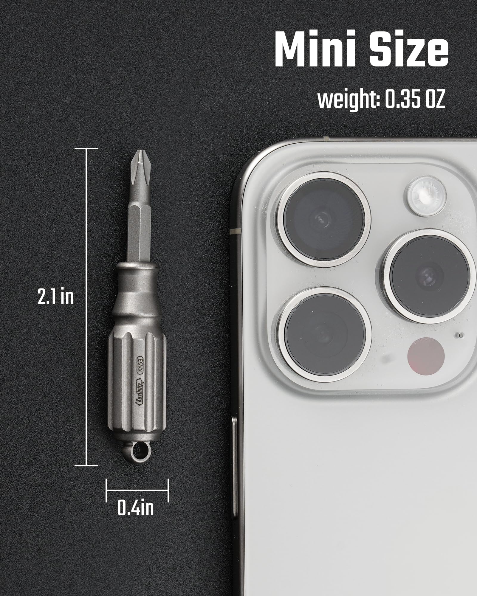 KeyUnity KA53 Titanium Schraubendreher magnético, destornillador de cruz, destornillador pequeño con llavero (mango corto), herramienta de reparación EDC para reparaciones cotidianas