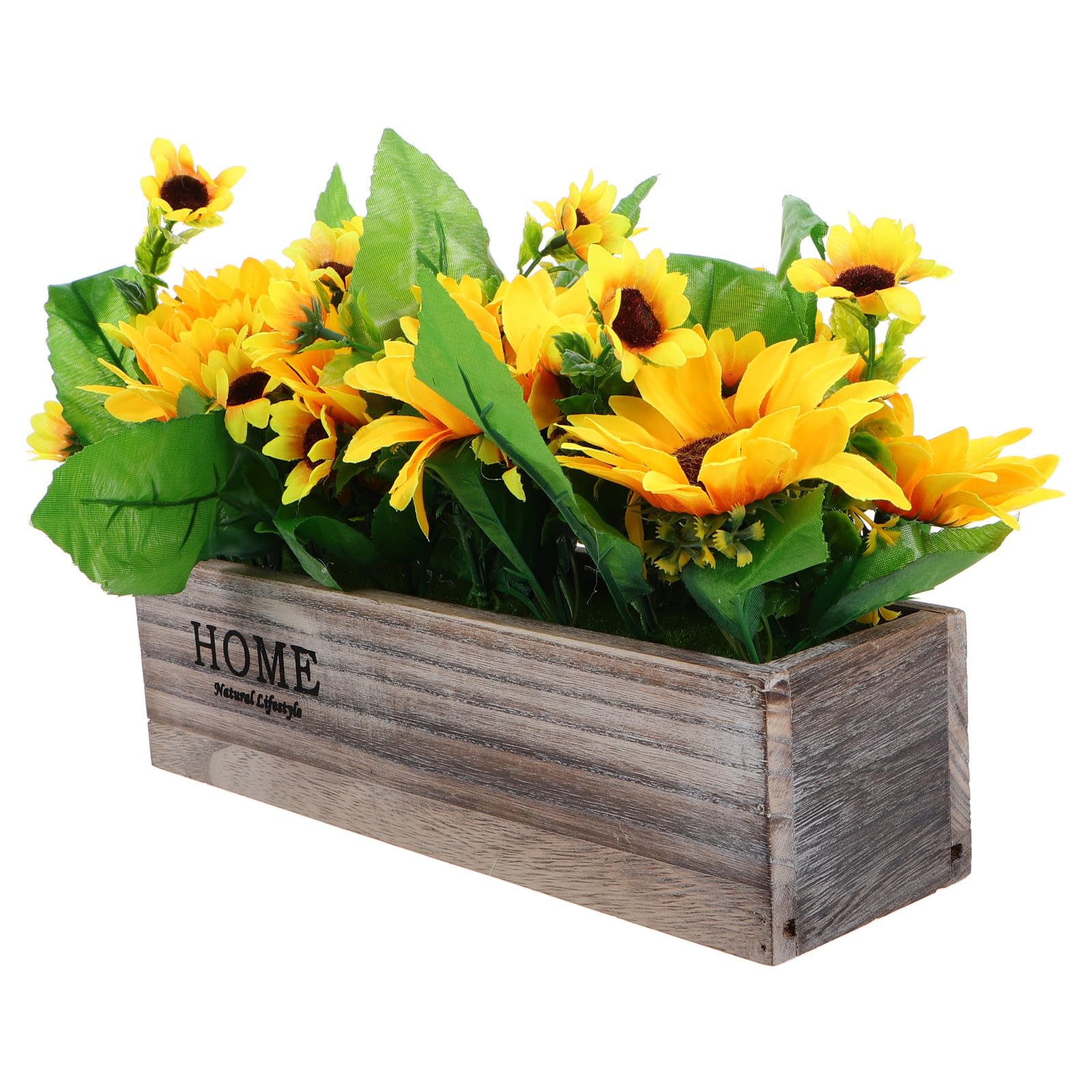 Bouquet de tournesol artificiel en pot de bois pour la décoration intérieure du salon