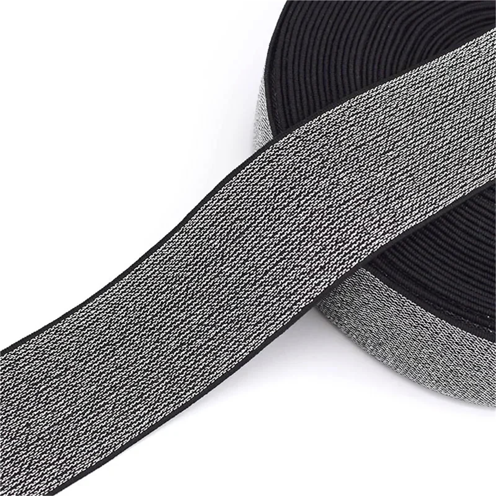 Cucire Gli Elastici 5/10M 10-50mm Fascia Elastica Glitterata for Cucire Elastici for Indumenti, Pantaloni, Cinture, Nastri, Accessori Fai da Te(BlackSilver,10Meters,25mm)