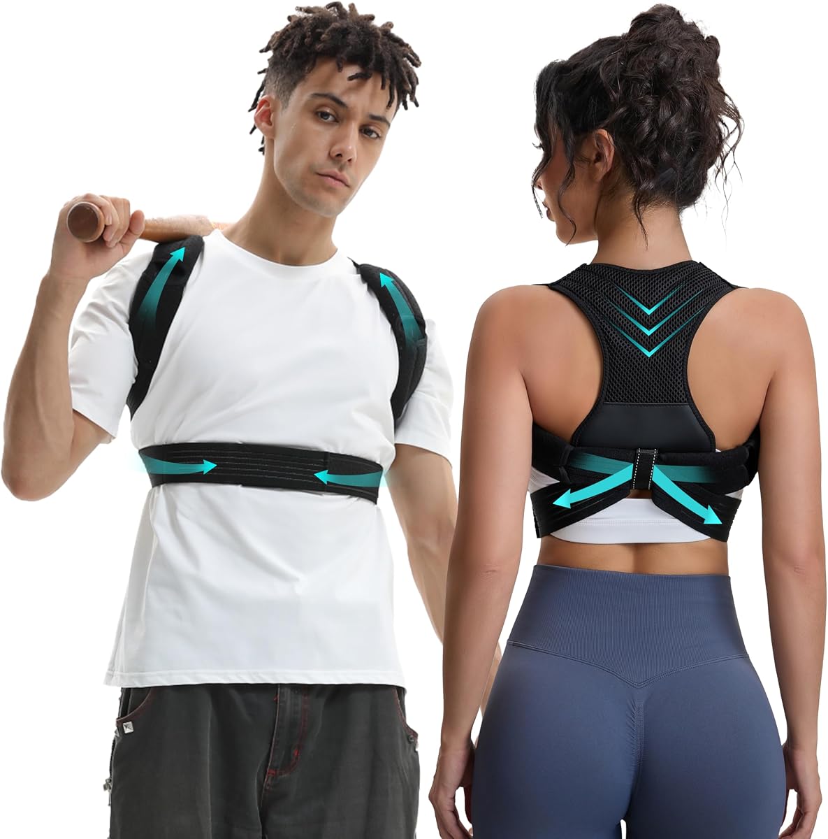 Corrector de postura para hombres y mujeres, soporte lumbar transpirable, postura súper ligera, cuello, hombros y espalda, hombros rectos (pequeño)