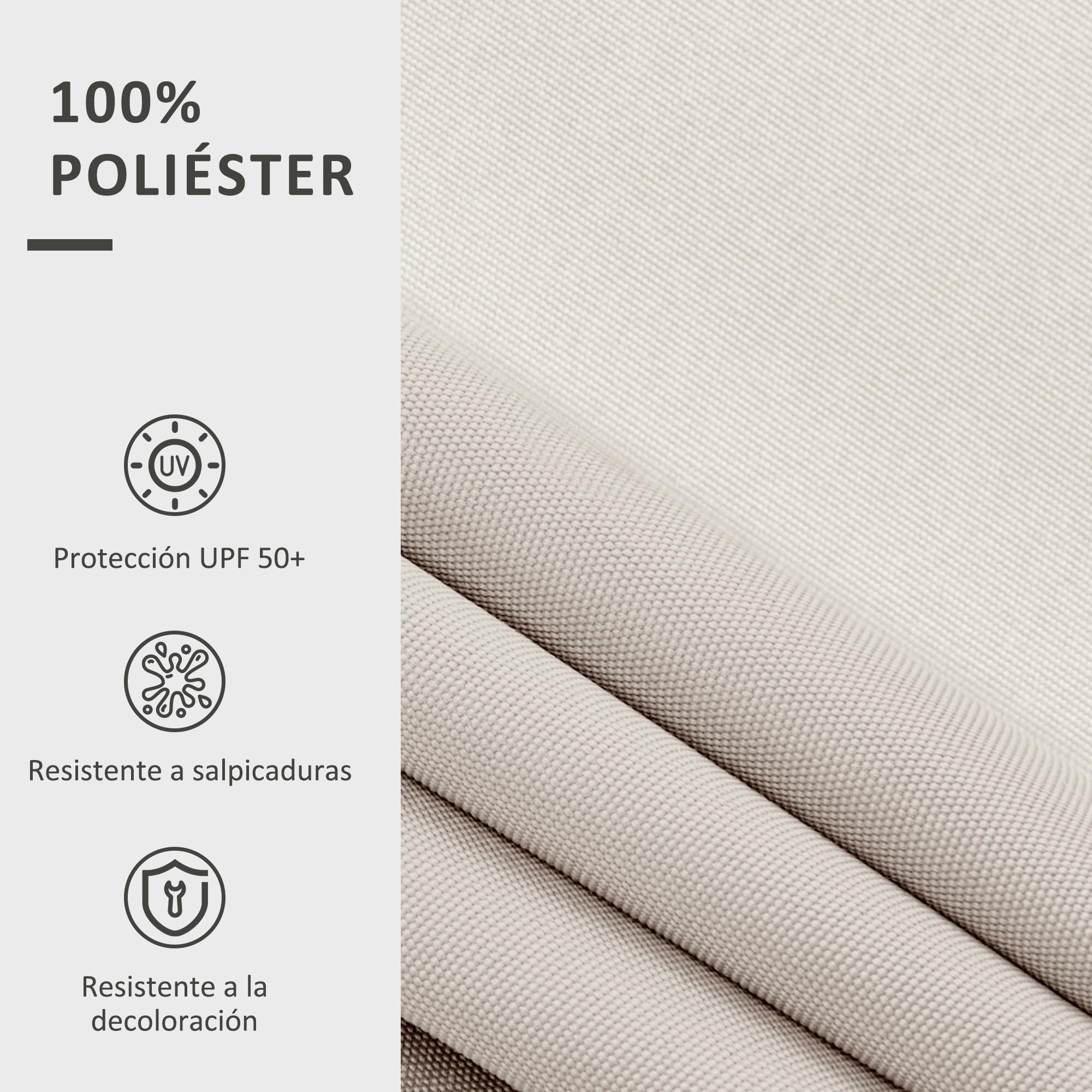 Outsunny Techo de Repuesto para Toldo 282x250 cm, Protección UV 50+, Crema | Lona para Toldo, Impermeable, Tela Poliéster 280g/㎡, Tela de Repuesto, Patio, Terraza, Jardín, Balcón