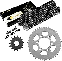 Vista 1 de Caltric Kit de cadena de transmisión y piñón negro compatible con Kawasaki Versys 1000 Klz1000 2015-2018