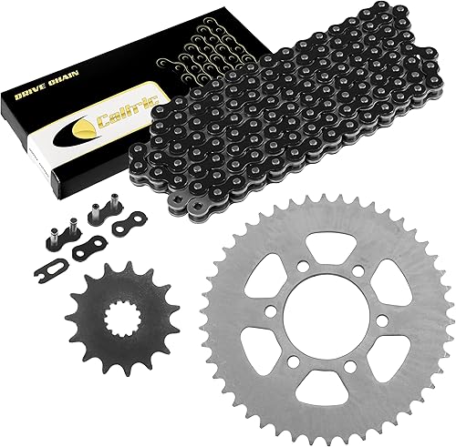 Caltric Kit de cadena de transmisión y piñón negro compatible con Kawasaki Versys 1000 Klz1000 2015-2018