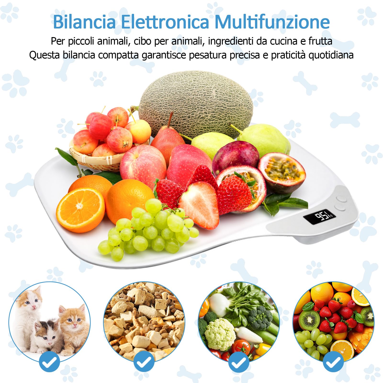 Bilancia Neonato Digitale, Bilancia per Cuccioli, Bilancia per Cani 15 Kg, Bilancia Digitale Lcd per Gatti, Quattro Modalità di Pesatura, Adatta per Piccoli Animali, Cucine E Alimenti (36 x 25,5 cm) - 4