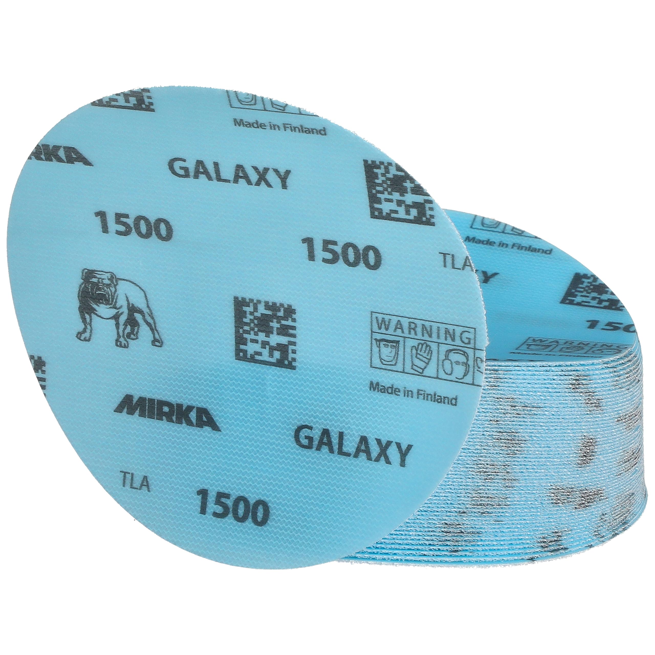 Mirka GalaxySandpaper - Carta abrasiva da 125 mm, grana 1500, 50 dischi/confezione, con gancio e anello, abrasiva di alta qualità per resina epossidica, legno, metallo, tecnologia anti-intasamento e