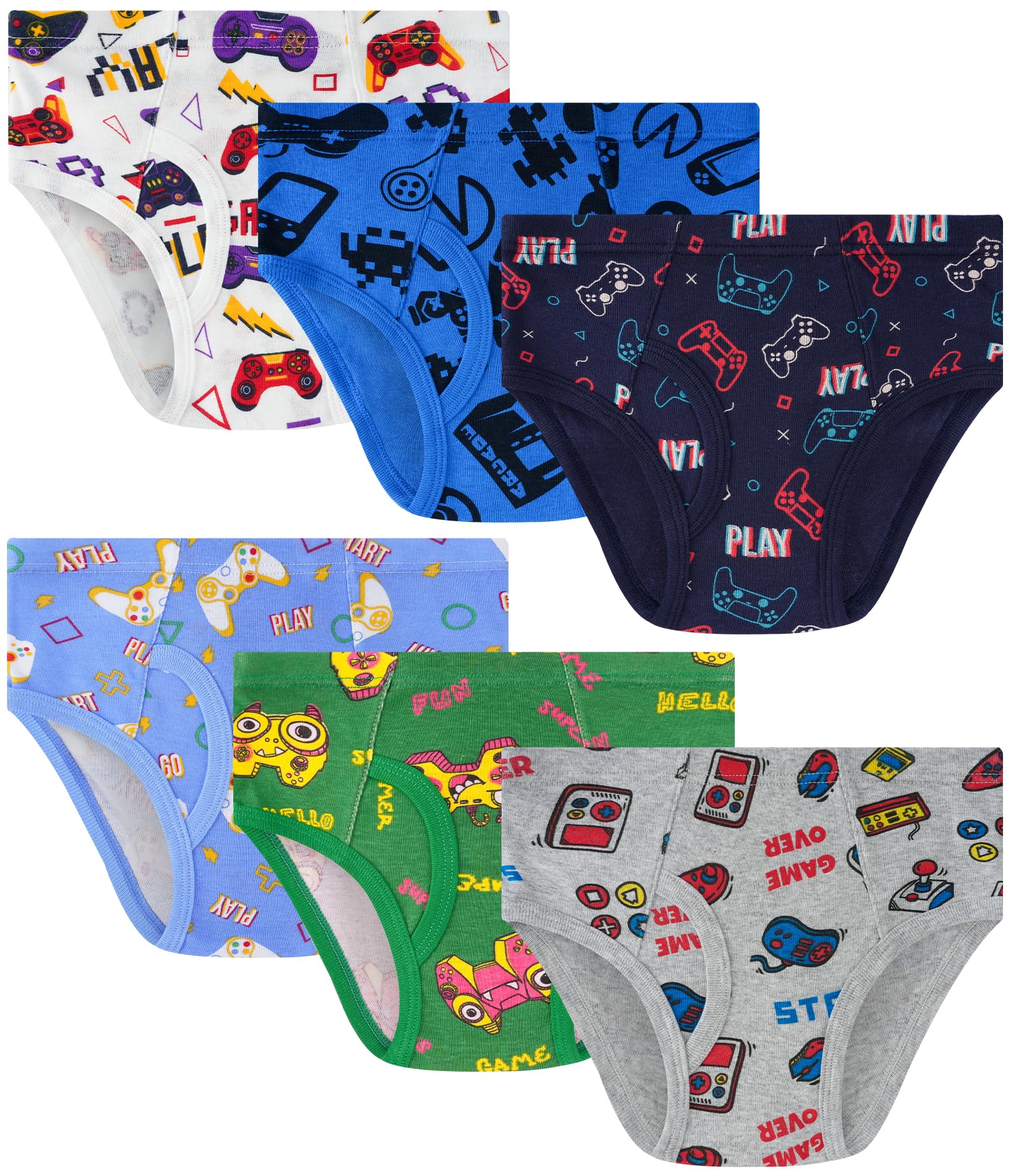 JAHSIYI 100% Cotton Soft Boys Briefs Size 2T-12Yrs Underwear (6-Pack)