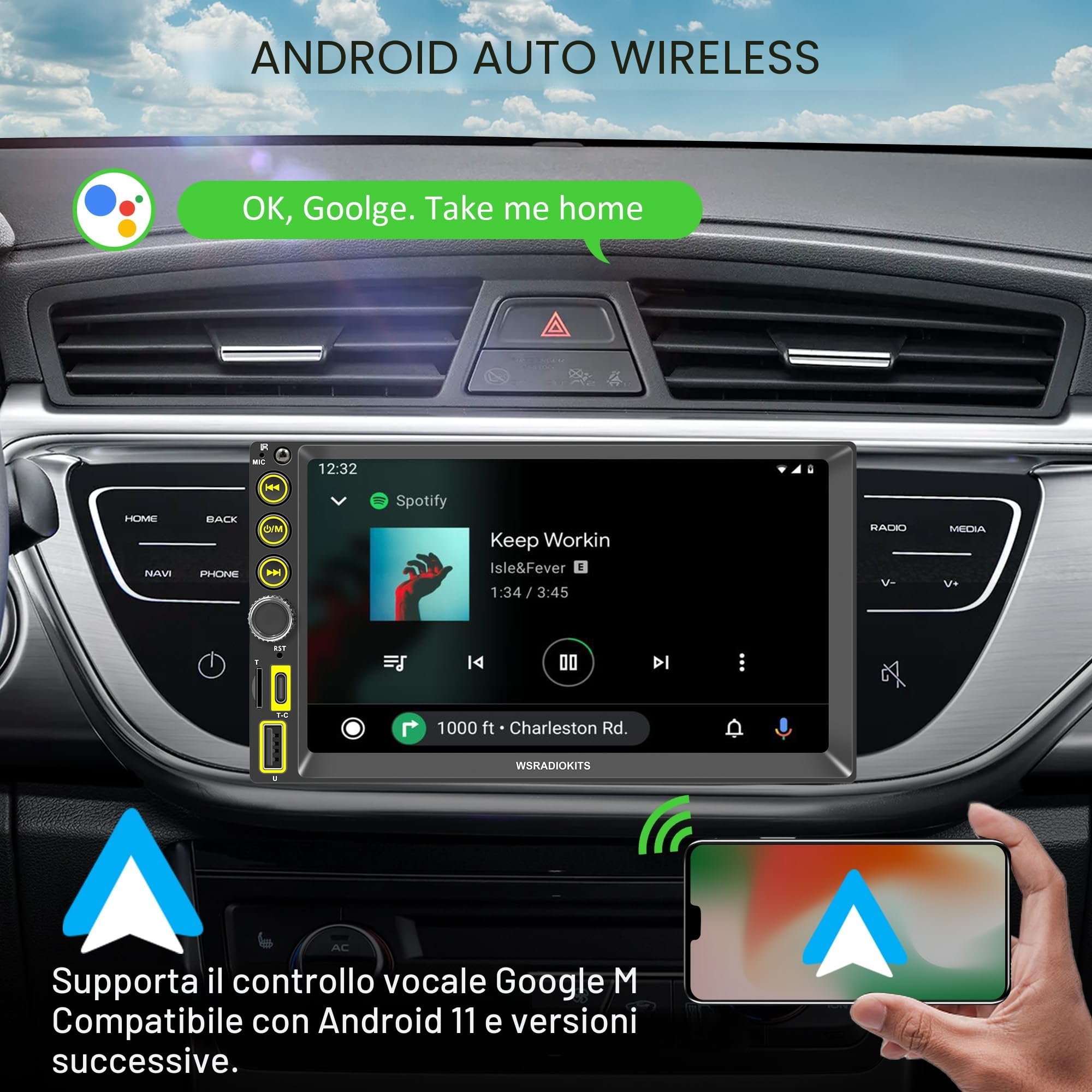 [Aggiornamento] A-pple CarPlay & Android Auto Autoradio 2 Din, ricevitore multimediale digitale da 7 pollici, doppia radio DIN con schermo, telecamera posteriore, mirror link, RDS/FM/AM/Phone GPS Navi