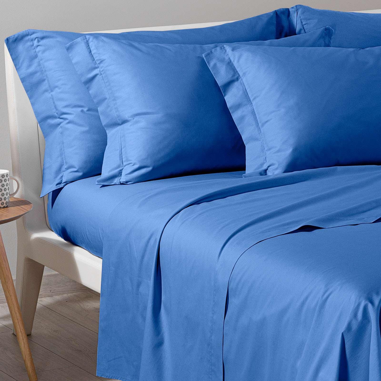 Caleffi - Completo Letto Matrimoniale con Lenzuola Matrimoniali Cotone 100% 240x285, Lenzuolo con Angoli Matrimoniale Coprimaterasso Sotto 180x200 per Materasso Alto 28cm, 2 Federe Cuscino Letto 50x80