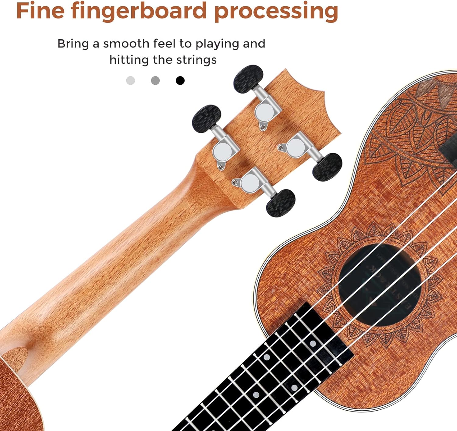 EASTROCK Soprano Ukelele Sapele Beginner 21 inch Ukulele Big Package Kit. Ukulele Ukalalee Suitable for adults Beginners. (21-Sapele)