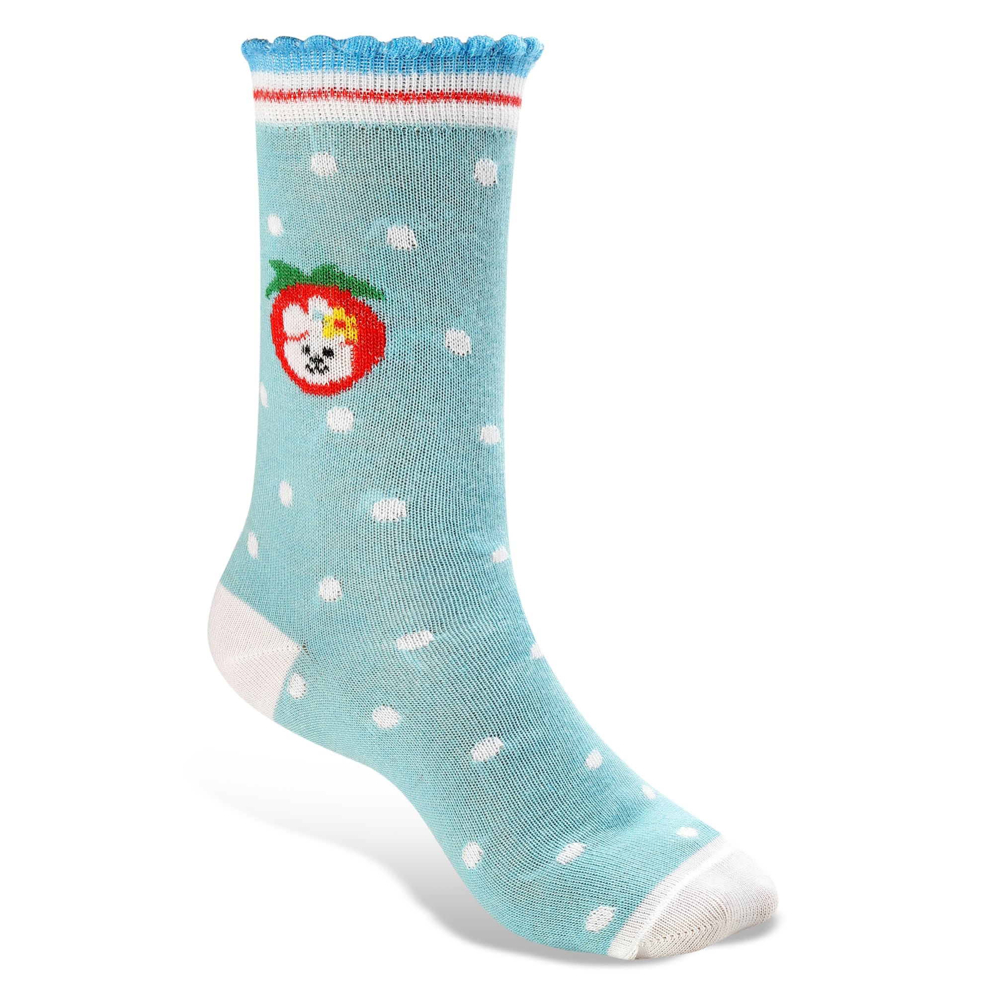Texlon Kids Calf Length Cotton Spandex Socks For Girls (Pack of 5)(Multicolor)(Size 8 Year to 10 Year) - Image 4 thumbnail