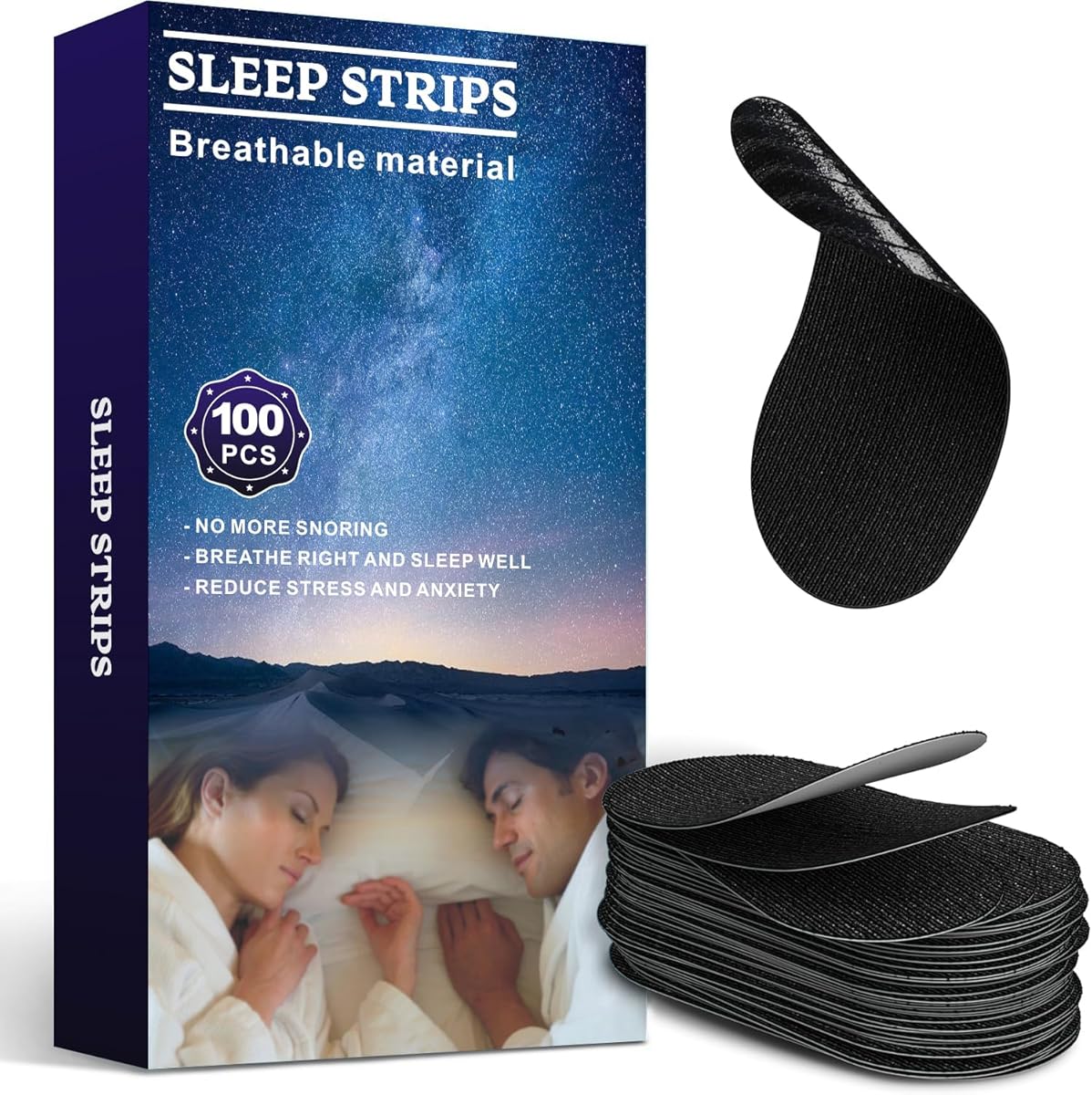 Mouth Tape for Sleeping (100 Pieces), Anti Snoring Devices to Stop Snoring, Nighttime Breathing Aid for Better Sleep, Comfortable & Hypoallergenic Mouth Tape