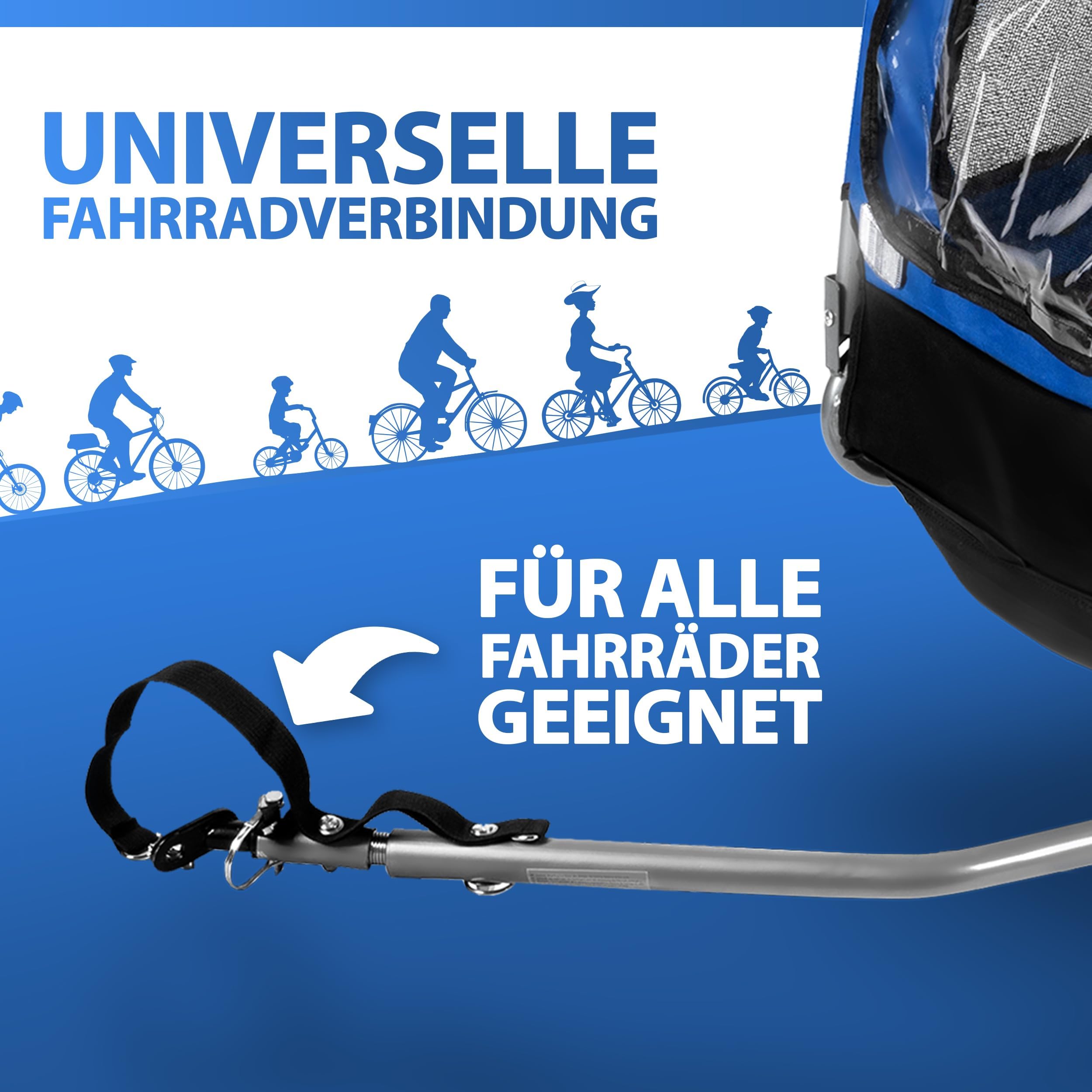 Bicycle Gear Fahrradanhänger Hunde – Hundebuggy max. 40 kg – Fahrrad Anhänger Zusammenklappbar – Hundewagen einfache Montage – Fahrradanhänger Hunde mit Regenschutz und abnehmbare Luftreifen - Blau