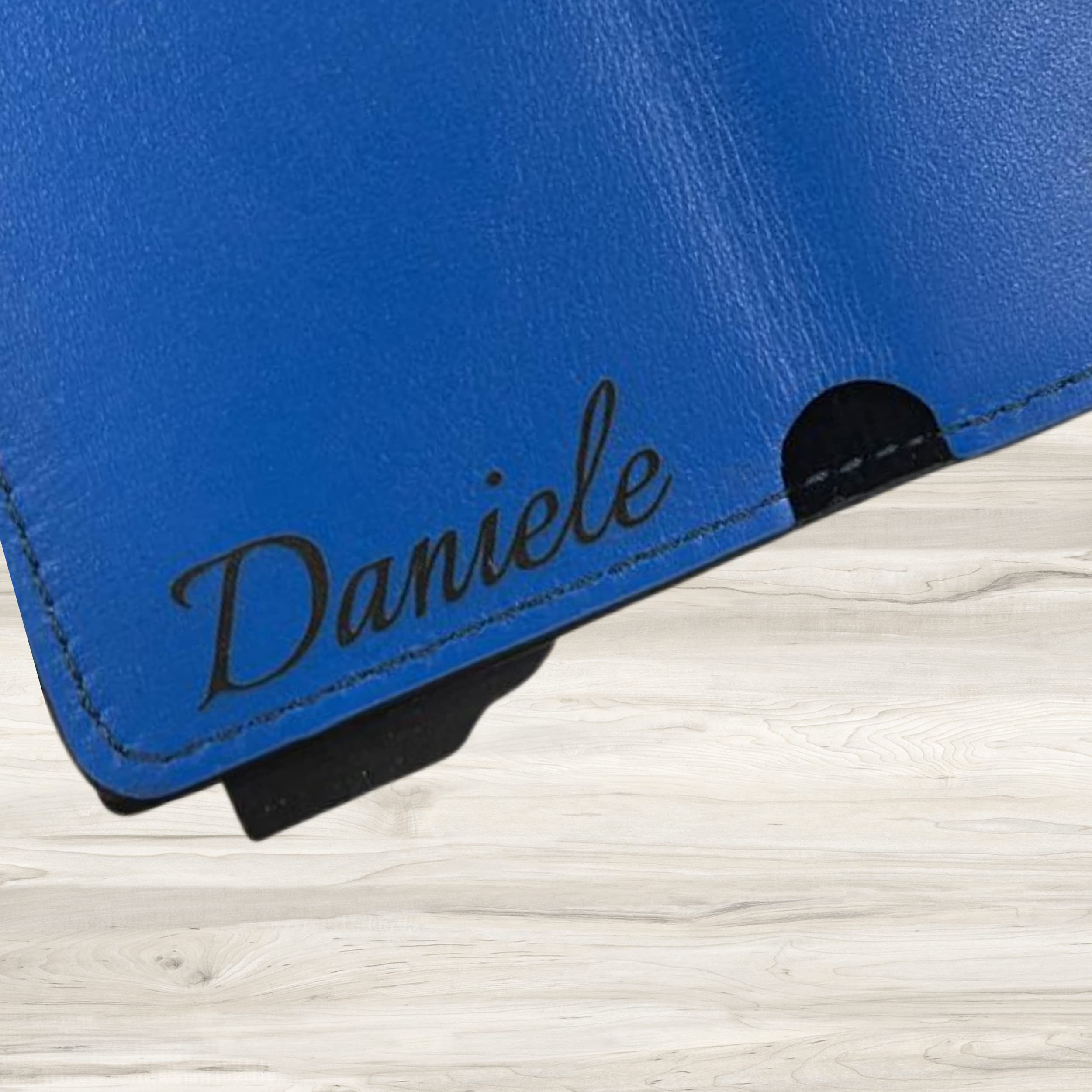 SLim Portafoglio Personalizzabile Porta Carte di Credito Schermato Portacarte Anticlonazione Uomo Donna Personalizzabile (Nero e Azzurro con Zip)