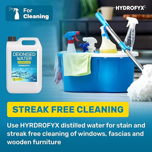 HYDROFYX 20L (4 x 5L) Deionised Water – Demineralised, Low Conductivity – Fast Dispatch – For Irons, Steam Cleaners, Car Batteries, Radiators & Cleaning - 5