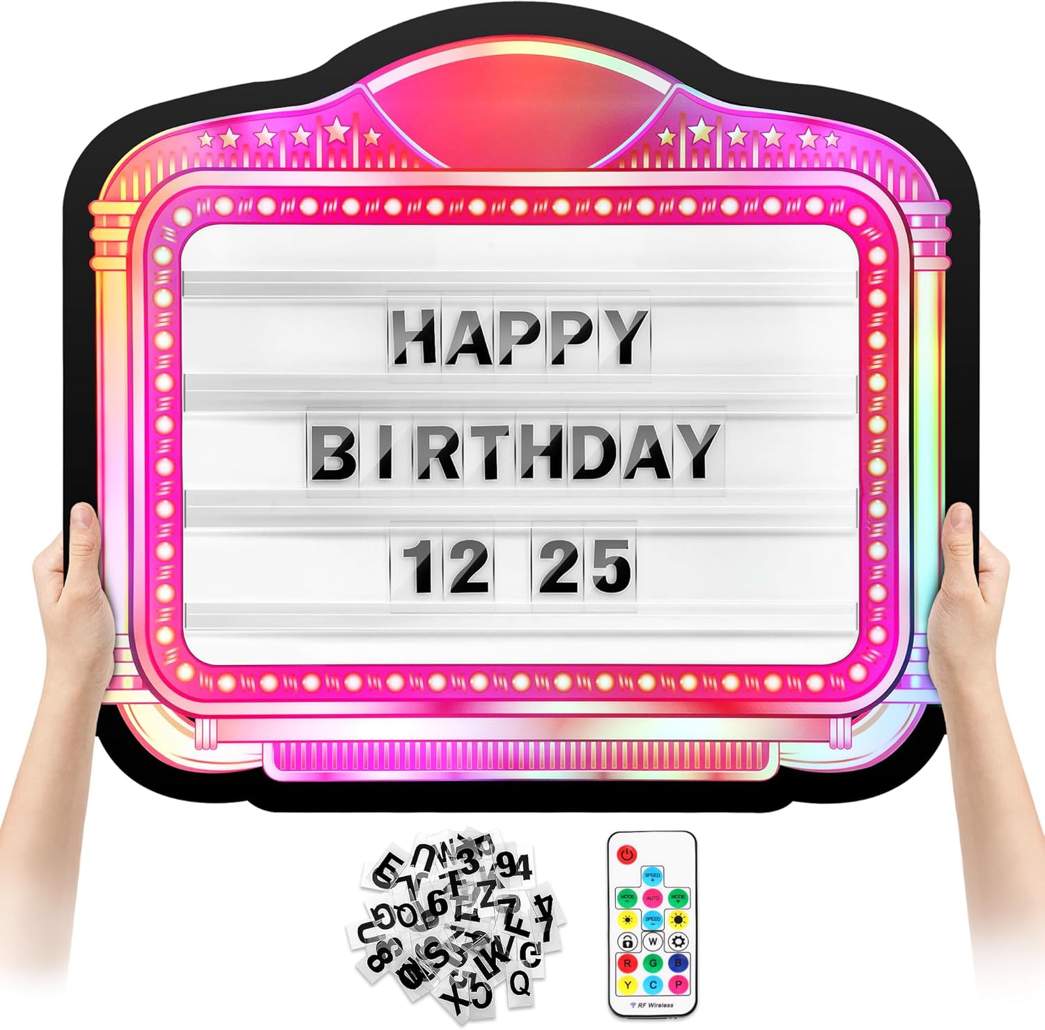 Photo 1 of  LED Letter Bottle Service Sign with Two Sets of Letters and Numbers that Can Be Freely Edited in Combination, Hand Holding Light Box Sign for Party, Bar & Night Club Birthday Parties 