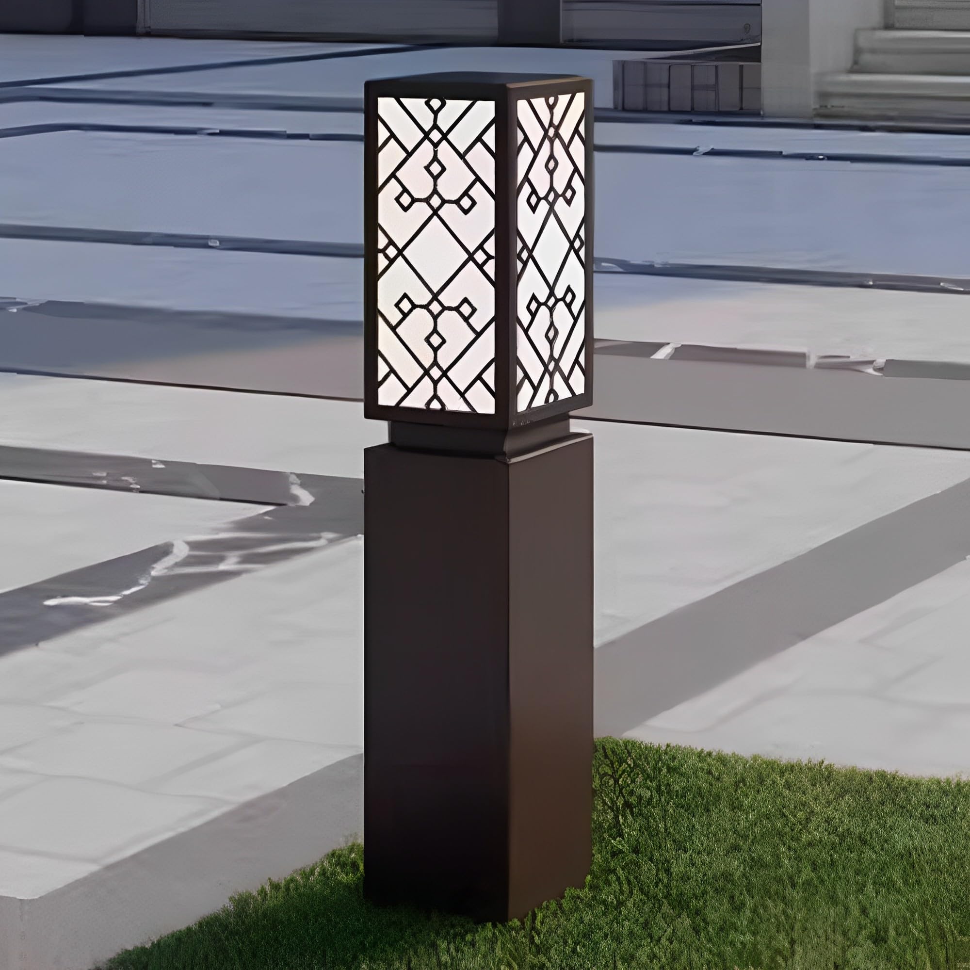 HELCEKOU Modern LED Landscape Lights with Warm Light Outdoor Waterproof Path Stainless Steel Bollard Garden Pathway for Balcony Hallway Doorway Walkway