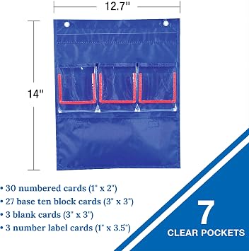 Carson Dellosa 12.75 x 15.25 Blue Deluxe Math Pocket Chart