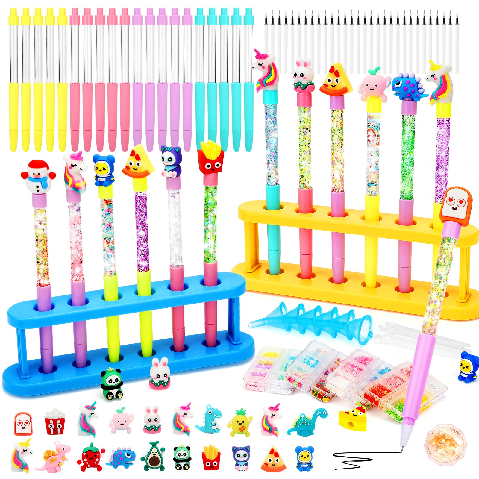 OPPZZIT Make a Pen with 20 Personalised Pens, Creative Children's Workshop, Creative Leisure Kits with 100+ Accessories, Children's Manual Activity & Girl Gift 5 6 7 8 9 10 Years Birthday