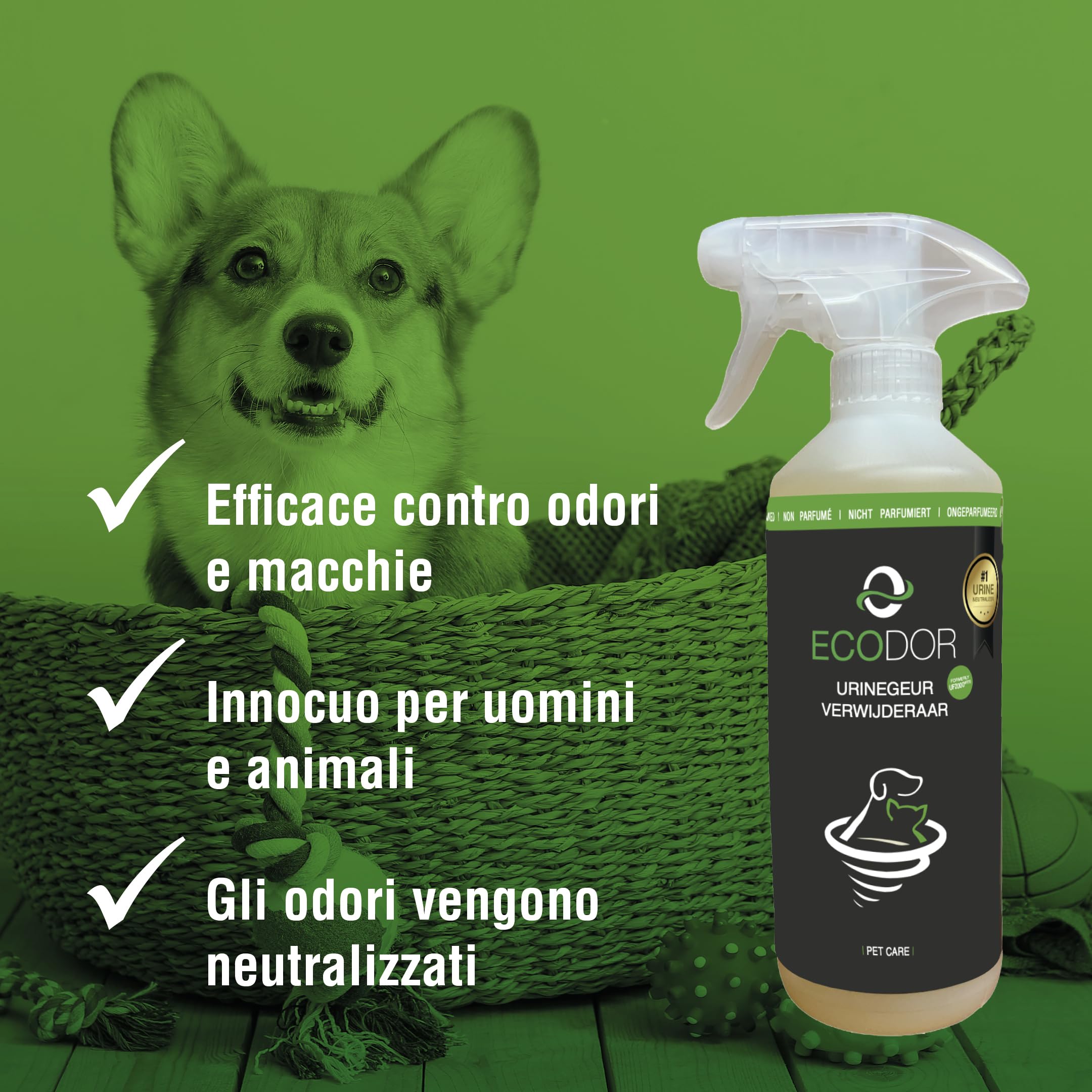 UF2000 4Pets Eliminatore di Odori di Urina 2X 2500ml | Ricarica | Senza Profumo | Togliere Odore Urina | 100% Biologico | Detergente Enzimatico per Cani, Gatti e Piccoli Animali