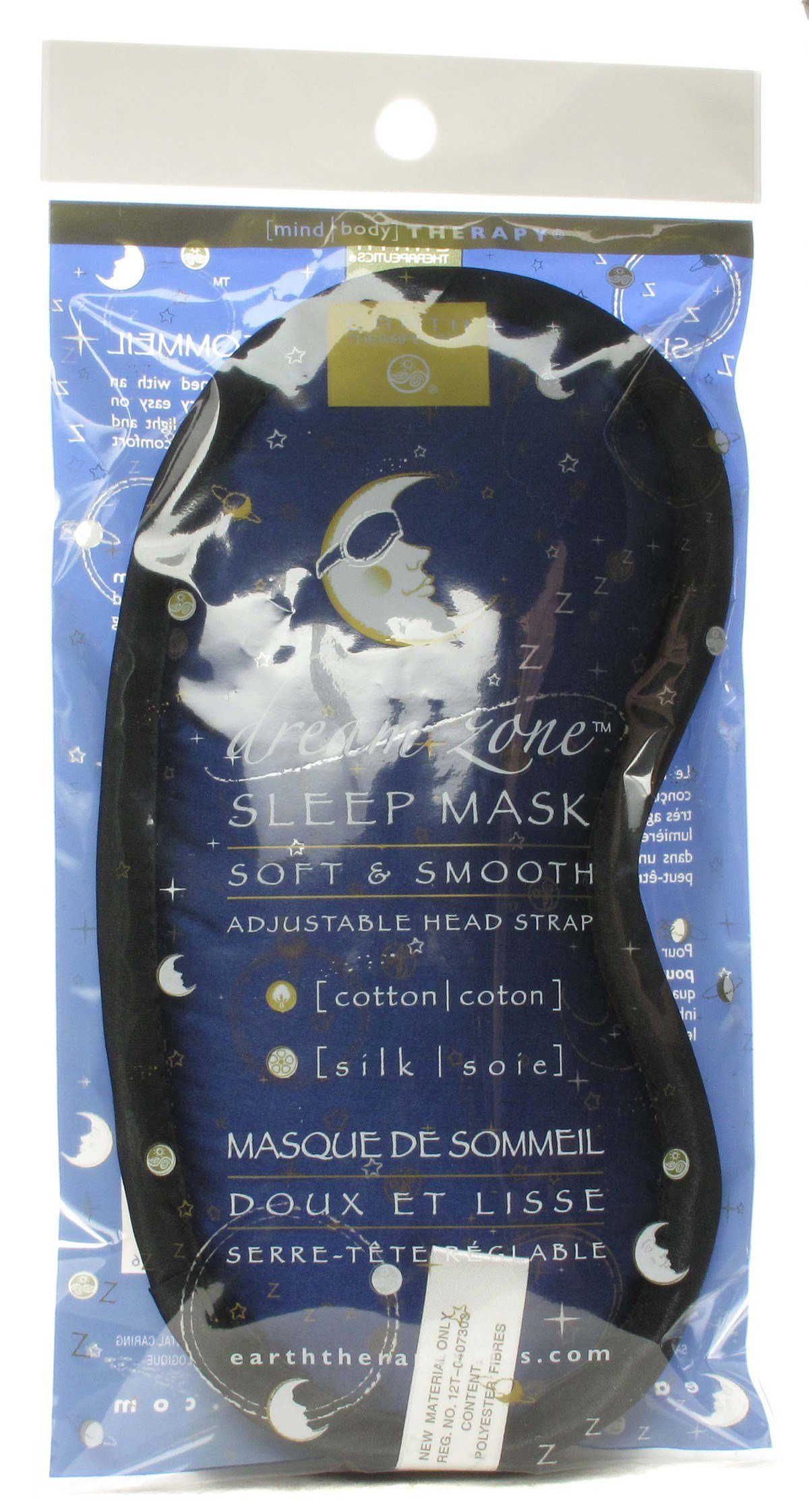 Earth Therapeutics Mind/Body Therapy Sleep Mask, Cotton, Silk, 1 mask (Pack of 2)