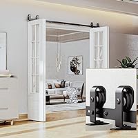 Vista 2 de Kit de herrajes para puertas de granero plegables de 76 pulgadas para 4 puertas, kit de herrajes para puertas corredizas de granero plegables