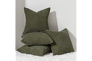 TopFinel 4 Packs 18x18 Olive Green Decorative Throw Pillow Covers