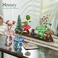 Vista 3 de Glass Propagation Station for Plant: Mushroom Planter with Wooden Stand for Home Office Decor - Unique Propagation Jars for Plant Lovers - Set of 5