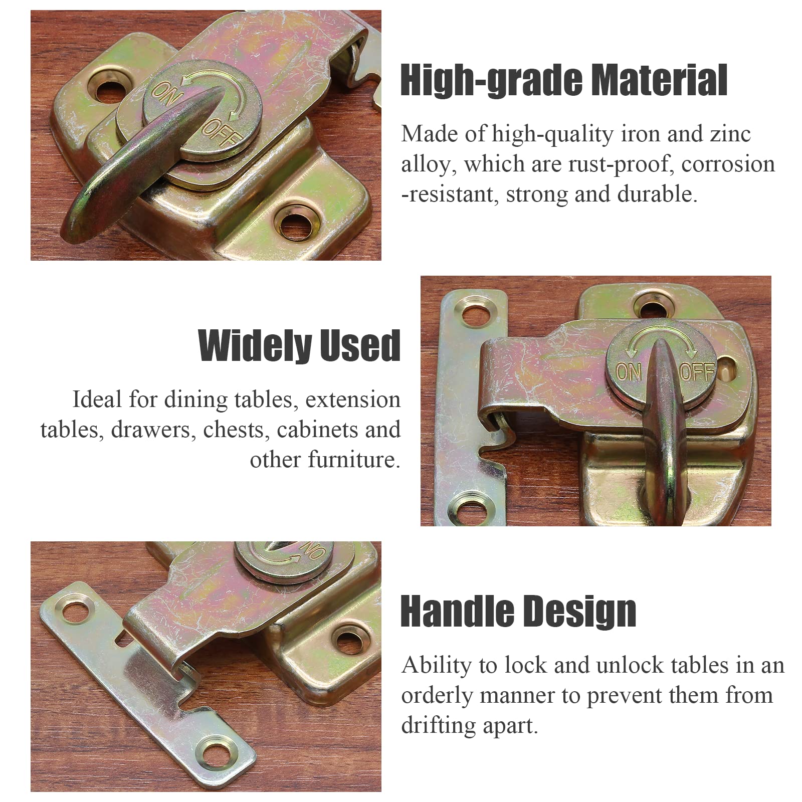 Furniture Locks 4 PCS Zinc Plated Steel Dining Table Locks - Furniture ...