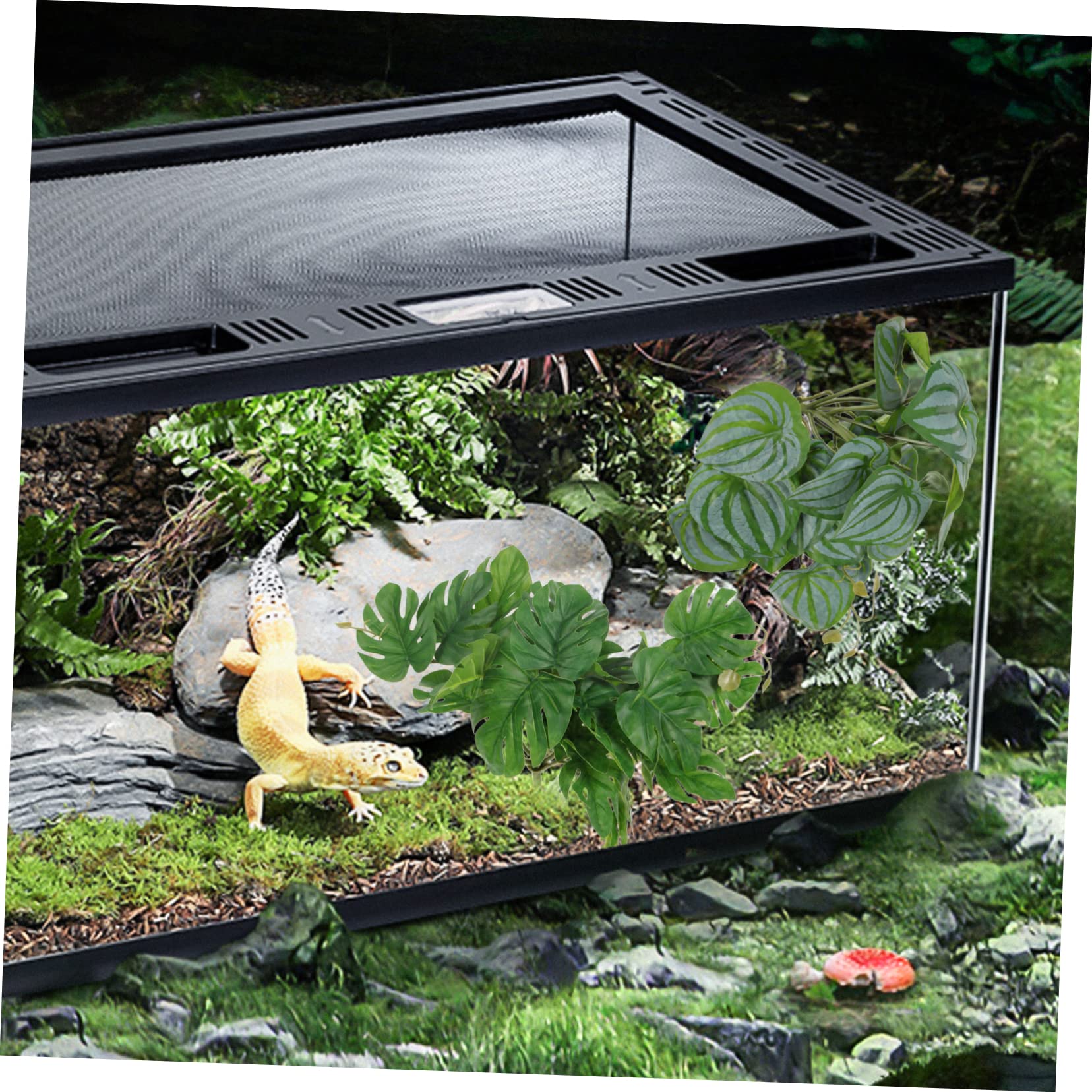 minkissy 10 piezas de decoración de plantas de reptiles simulación plantas falsas decorativas plantas artificiales plantas terrario decoraciones del hogar plantas decorativas reptiles plantas de