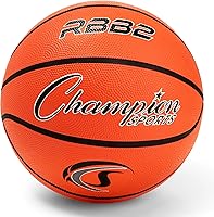 Champion Sports Rubber Basketball - Heavy Duty Pro-Style Indoor/Outdoor, True Bounce, Sizes 3-7, Multiple Colors for PE & Play