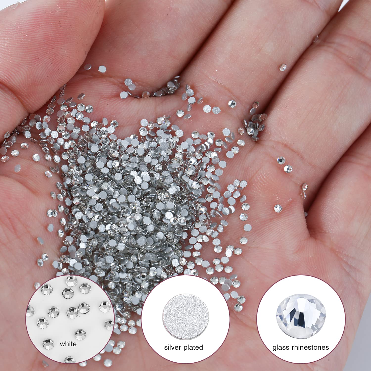 【新品未使用】CRYSTALJEMMY Wrinkle WhiteJewelry Amazon.com: 3000Pcs White Crystal Rhinestones,Glass Flatback