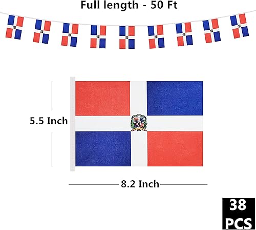 Miniatura 116 de Bandera argentina de 50 pies con cadena de bandera argentina, mini bandera argentina pequeña, para decoración de fiestas, tiendas y bares