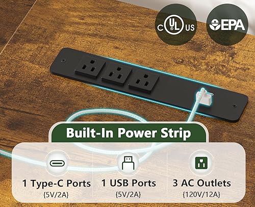 Miniatura 7 de TVU Escritorio para 2 personas de 95" con 8 cajones, escritorios grandes para escribir de oficina en casa con enchufes, estación de trabajo en forma