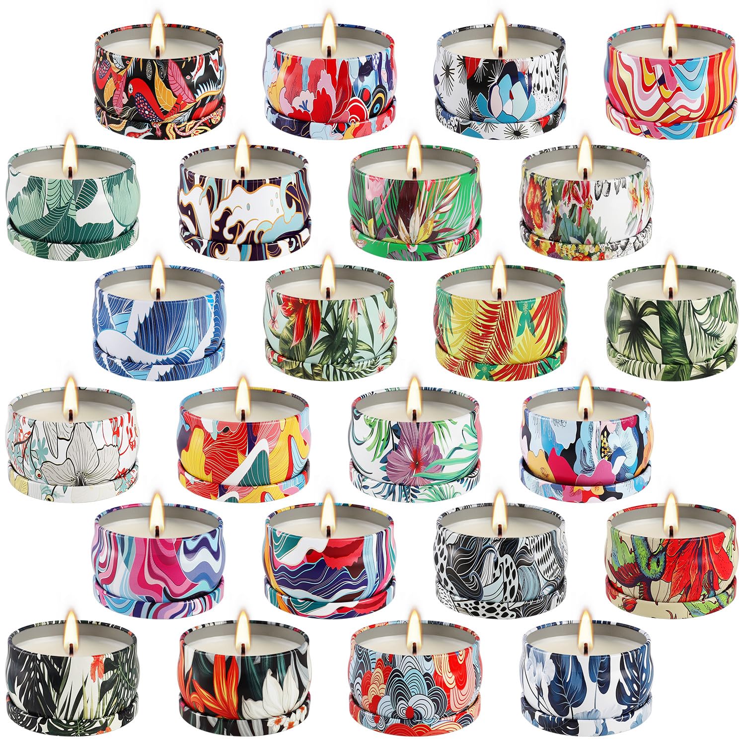 LIVEN Lot de 24 bougies d'aromathérapie en pot de cire de soja, bougies parfumées pour la maison, bougies pour maman, pour Noël, anniversaire, Thanksgiving, fête des mères - 70,9 g