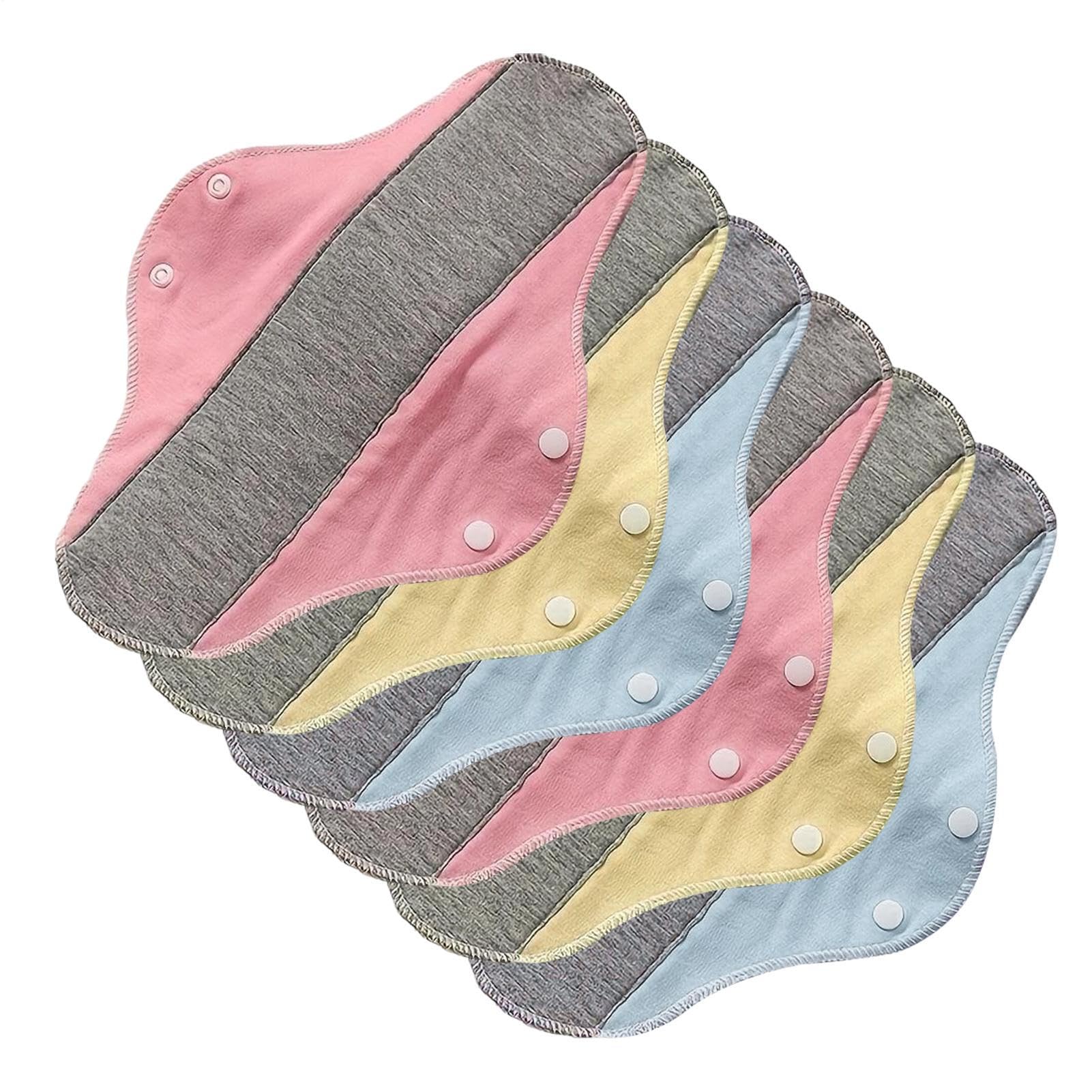 Almohadillas reutilizables para incontinencia | Compresas menstruales reutilizables | Bloc notas época | Compresas sanitarias algodón multicolor 6 piezas | Protectores bragas lavables para mujeres — view 8