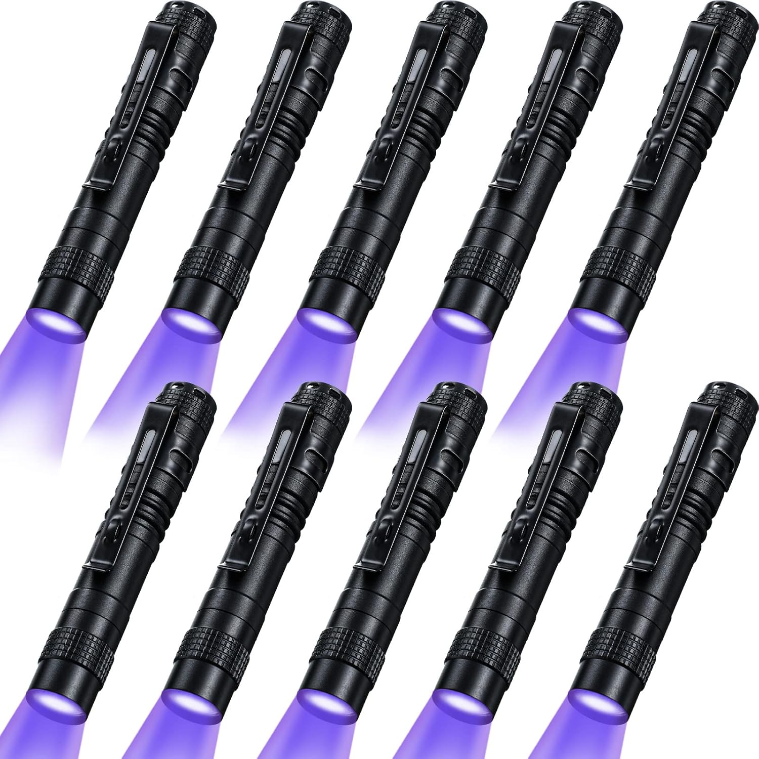 Zhengmy 10 Pcs UV Flashlight with Clip Mini Handheld Blacklight Flashlights LED Small UV Pen Light Pocket Flashlight for Dog Cat Pets Urine and Stains Bed Bugs Money Detector