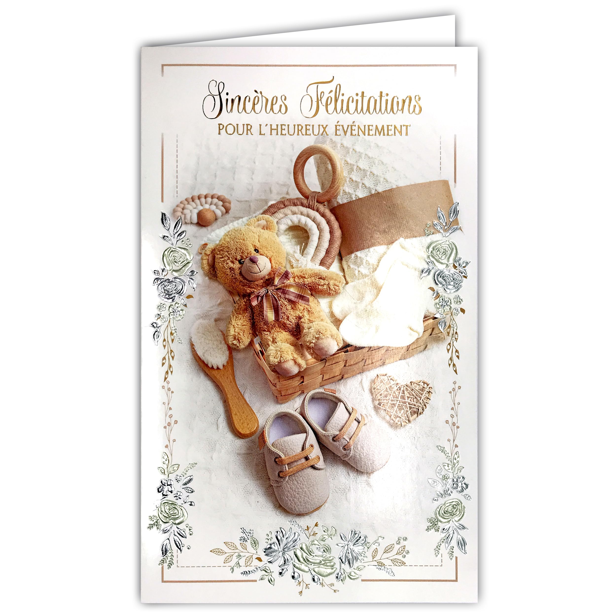 Carte de Naissance Ourson Chausson avec Enveloppe - AFIE