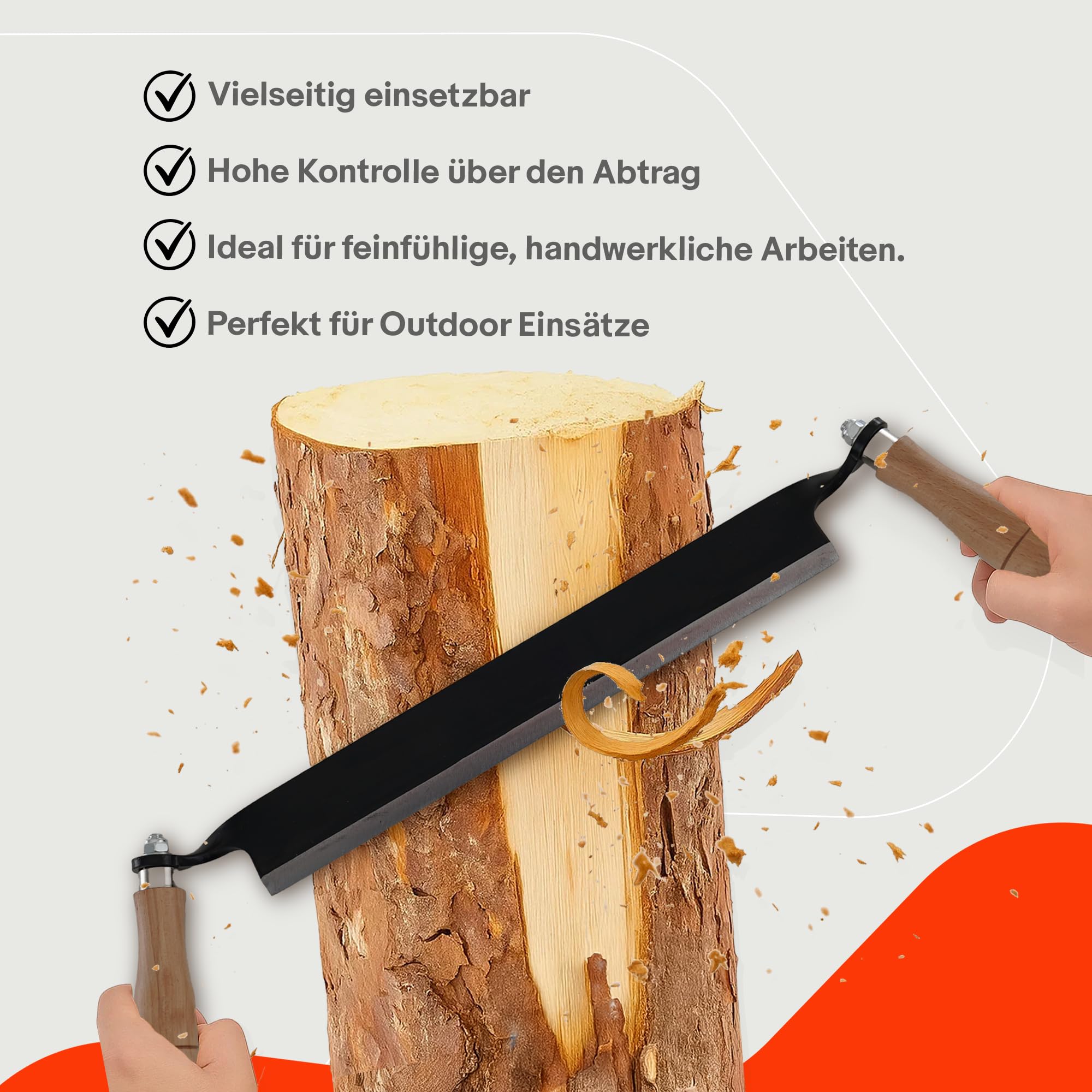 BITUXX Zugmesser für Holz Ziehmesser Schäleisen Zieheisen gerade 13"