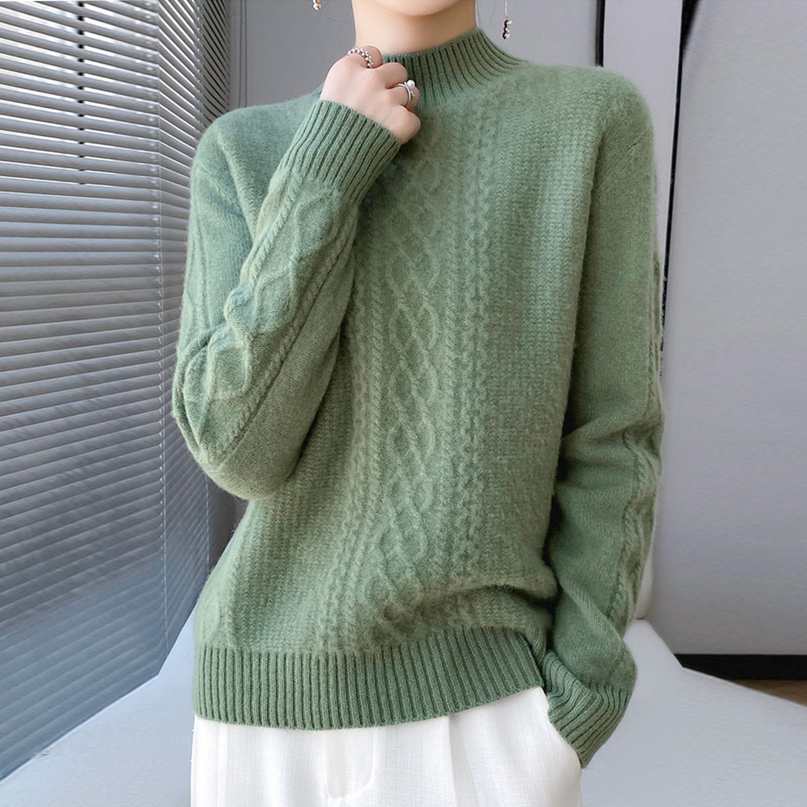 Générique Pull Femme Slim Tendance Décontractés Doux Pullover Confortable Chaud col Montant Manches Longues Informal Sweatshirts Automne Hiver Moderne Style Couleur Unie Chandail